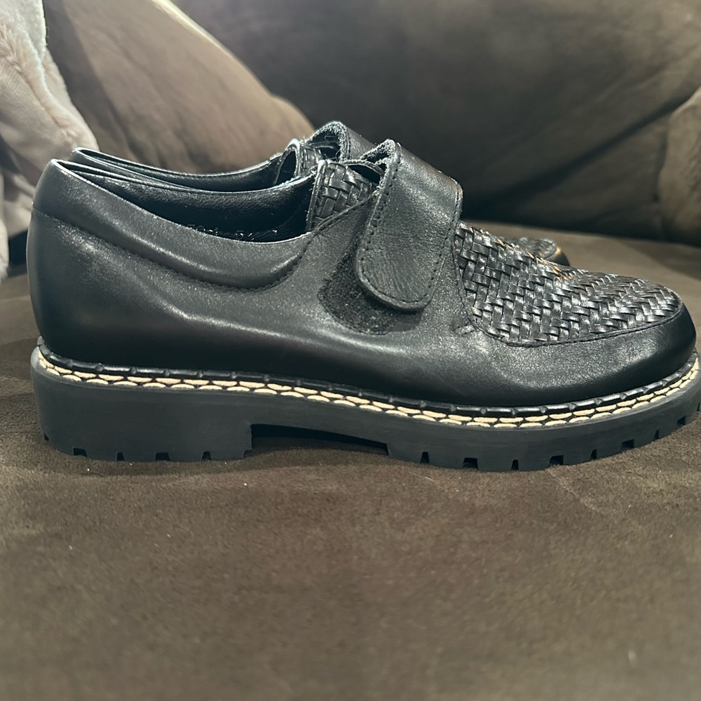 LOUIE By RICHTER Black Leather DERBY Oxford Loafer Shoes NWOT Sz 5.5